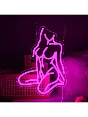 Lady Neon Sign Pink Beauty Miss LED Light Lady Neon Suitable for Womens Salon